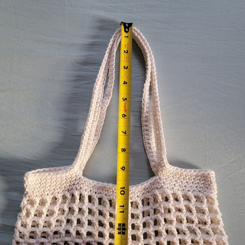 Handmade Crochet Market Bag Cotton Mesh Tote Eco-Friendly Reusable Grocery Bag - Picture 11 of 11